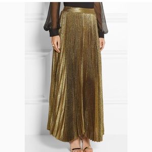 Alice + Olivia Gold Pleated Maxi skirt